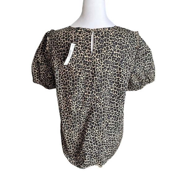 J. CREW Leopard Print Poplin Short Puff Sleeve Crisp Animal Cheetah Size Large - Picture 6 of 17